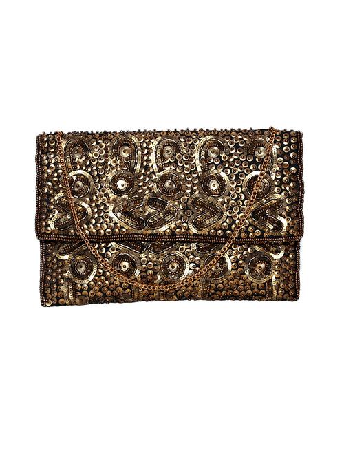 gold embellished cotton clutch cum sling - 12197769 - Very Small Image - 1