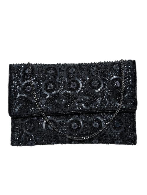 black embellished cotton clutch cum sling - 12197776 - Very Small Image - 1