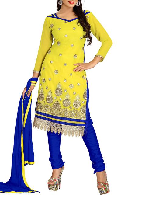 yellow georgette designer dress material - 1220104 - Very Small Image - 1