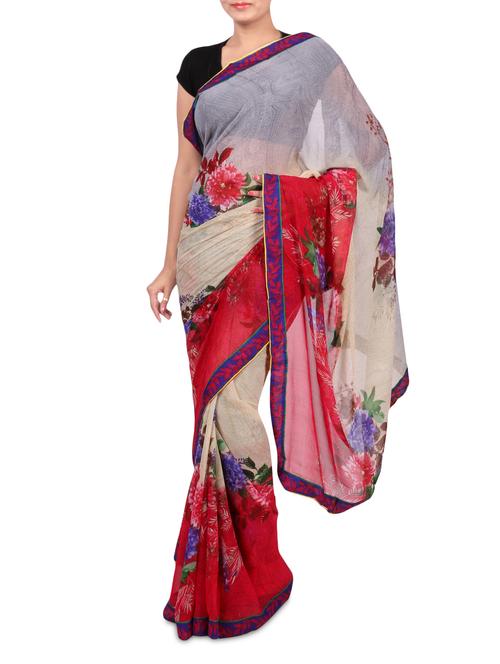 Multicolor Printed Georgette Saree - 1220445 - Very Small Image - 1