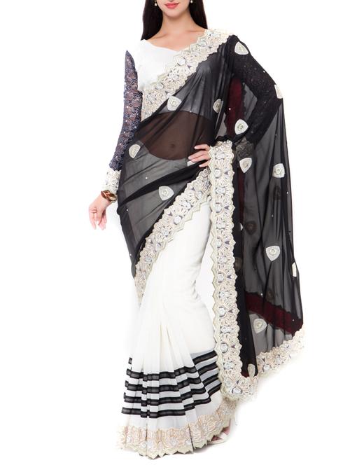 multi colored georgette saree with blouse - 12205299 - Very Small Image - 1