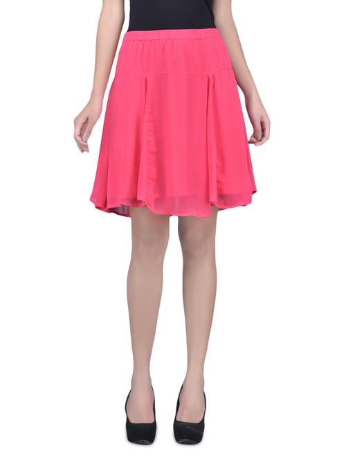 solid pink flared short skirt - 1220554 - Very Small Image - 1
