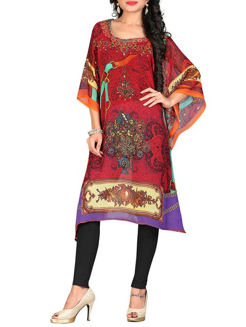multicolored printed georgette kaftan - 12207019 - Very Small Image - 1