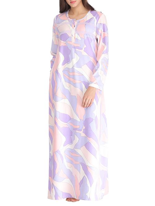 multicolored printed woolen nighty - 12209705 - Very Small Image - 1