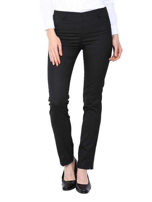 black polyester flat front trouser - 12213081 - Very Small Image - 1