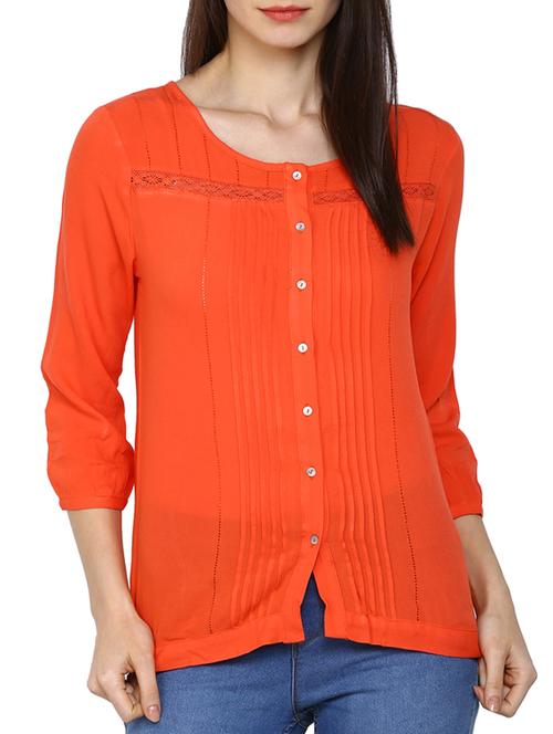 orange viscose regular shirt - 12219465 - Very Small Image - 1