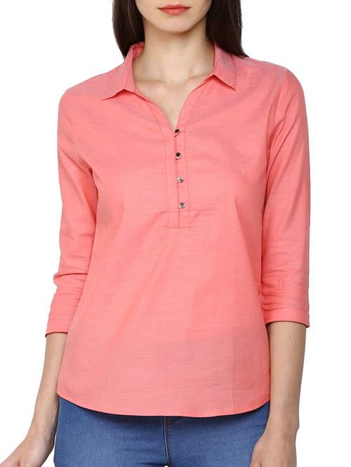 solid pink cotton top - 12219787 - Very Small Image - 1