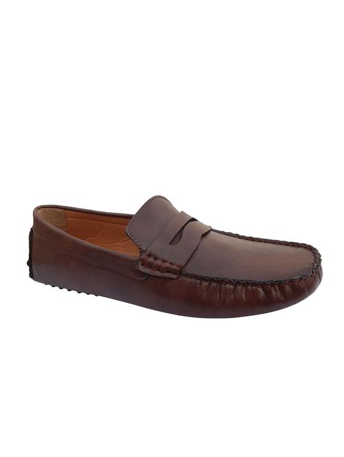 brown synthetic slip on loafers - 12220517 - Very Small Image - 1