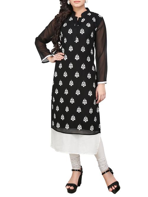 black viscose kurti - 12220881 - Very Small Image - 1