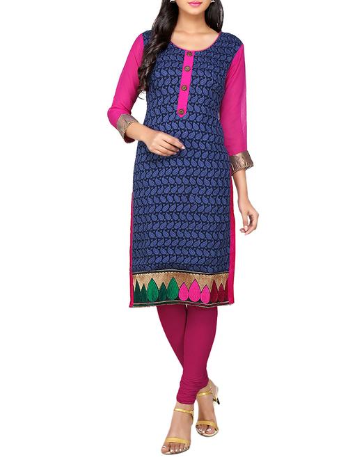 blue viscose kurti - 12220886 - Very Small Image - 1