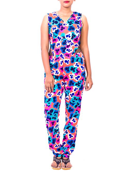multi colored viscose full leg jumpsuit - 12221184 - Very Small Image - 1