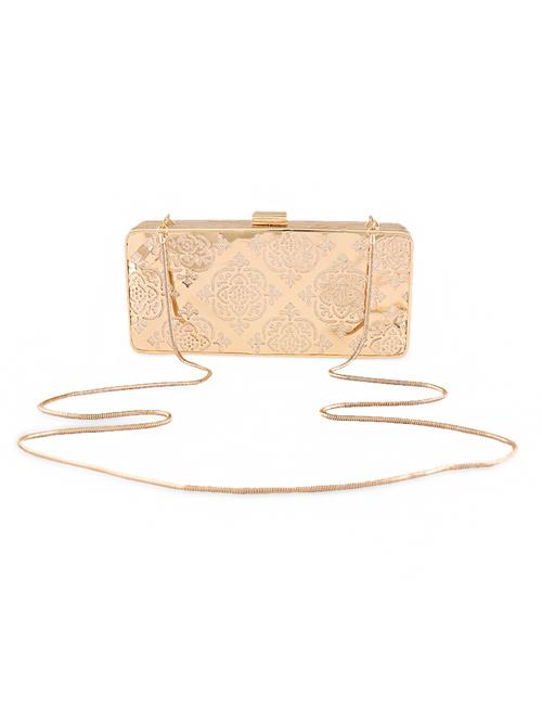 beige cutwork metallic clutch - 1222127 - Very Small Image - 1