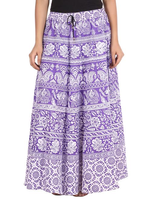 purple cotton a-line long skirt - 12239788 - Very Small Image - 1