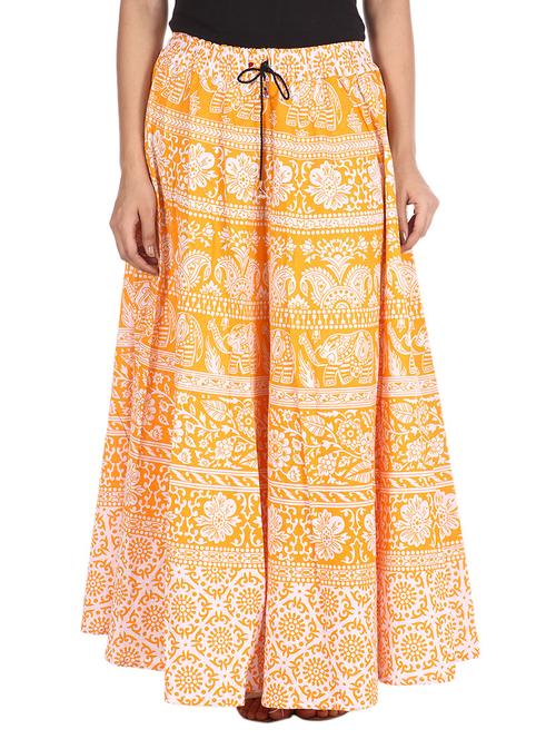 yellow cotton a-line long skirt - 12239789 - Very Small Image - 1