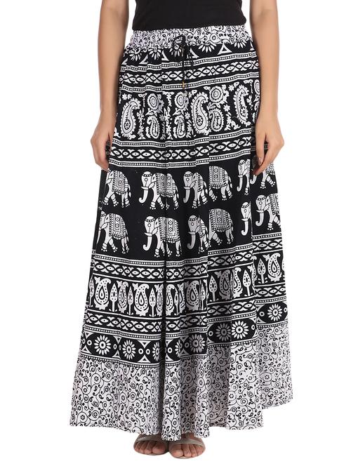 white cotton a-line long skirt - 12239799 - Very Small Image - 1