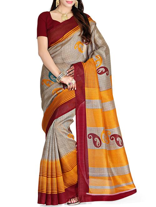 multi colored silk saree with blouse - 12240807 - Very Small Image - 1