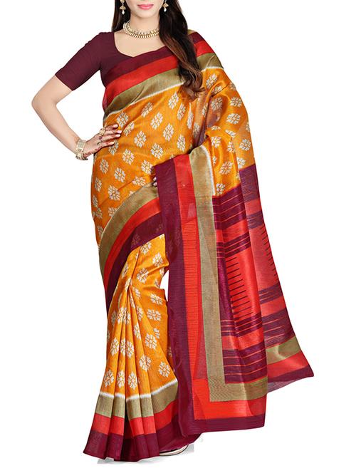 multi colored silk saree with blouse - 12240810 - Very Small Image - 1