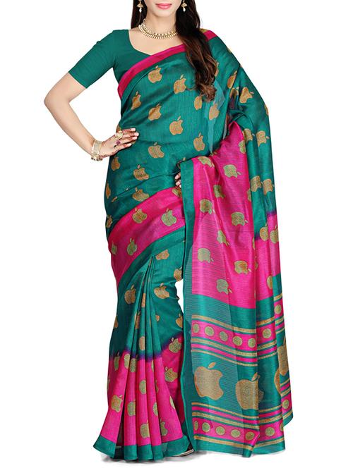 multi colored silk saree with blouse - 12240813 - Very Small Image - 1