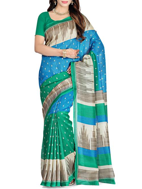 multi colored silk saree with blouse - 12240818 - Very Small Image - 1