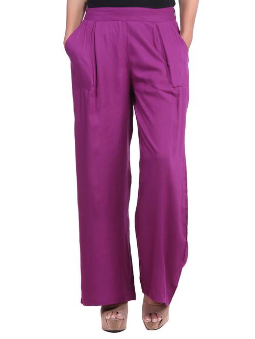 purple viscose palazzos - 12240840 - Very Small Image - 1