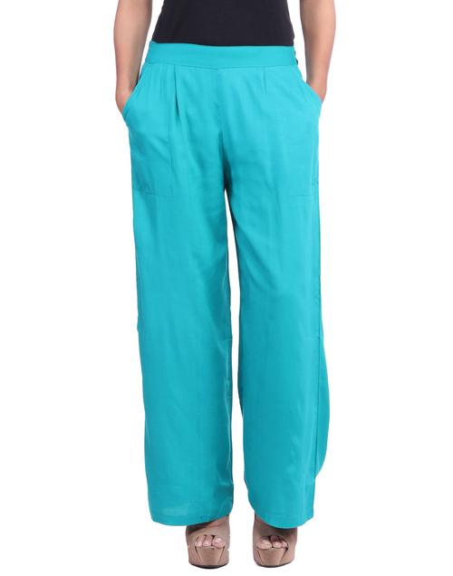 blue viscose palazzos - 12240841 - Very Small Image - 1