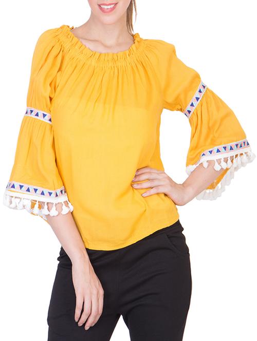 yellow embroidered rayon top - 12241589 - Very Small Image - 1