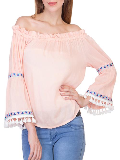 peach embroidered rayon top - 12241591 - Very Small Image - 1