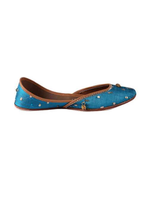 teal silk sequin embellished mojaris - 12241608 - Very Small Image - 1