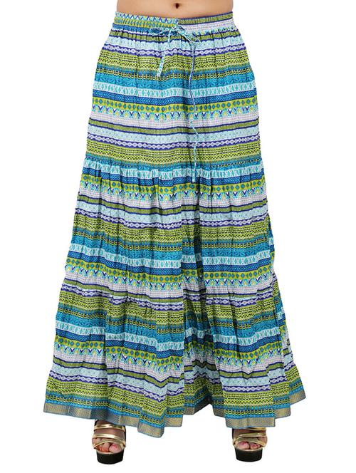 multi colored cotton ethnic long skirt - 12242174 - Very Small Image - 1