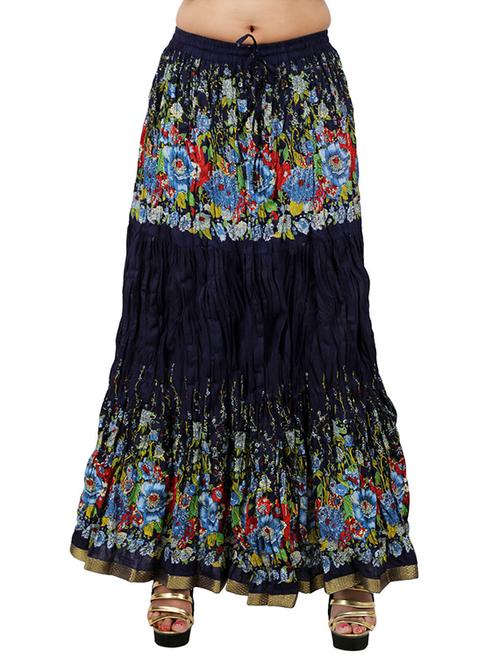 navy blue cotton ethnic long skirt - 12242177 - Very Small Image - 1