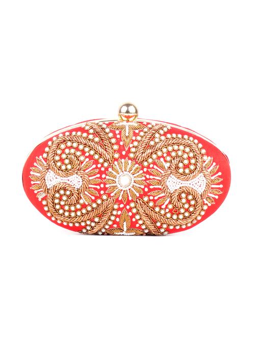 red metal embellished clutch - 12242382 - Very Small Image - 1