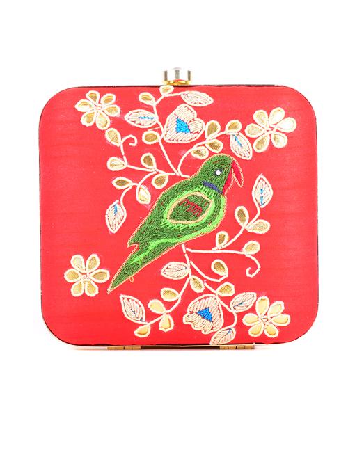 red metal embellished box clutch - 12242391 - Very Small Image - 1