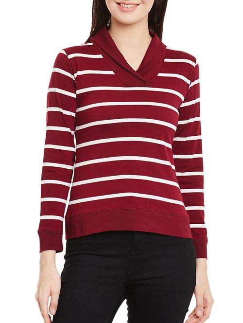 stylized collar striped top - 12242396 - Very Small Image - 1