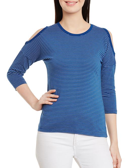cold shoulder striped top - 12242399 - Very Small Image - 1