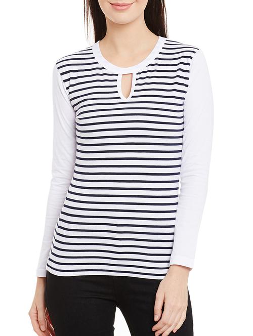 key hole neck striped tee - 12242403 - Very Small Image - 1