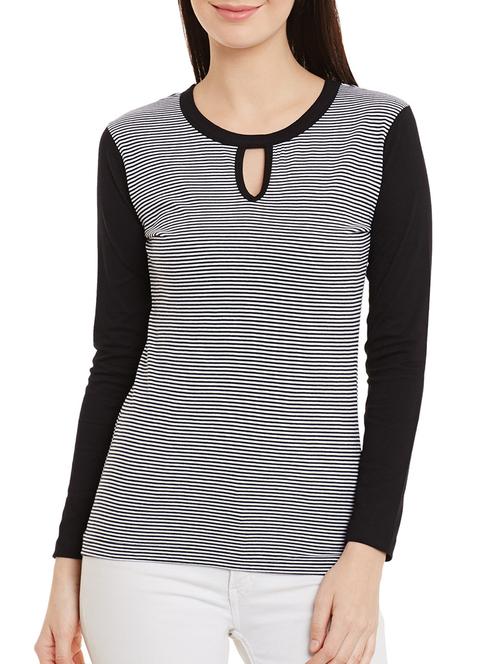 key hole neck striped top - 12242409 - Very Small Image - 1