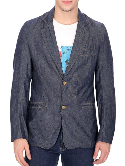 dark blue denim casual blazer - 12243898 - Very Small Image - 1