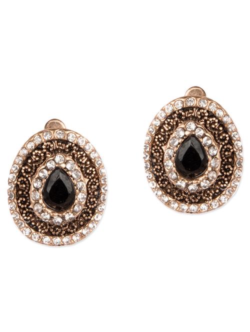 Diva Walk gold black studs earrings - 12244473 - Very Small Image - 1
