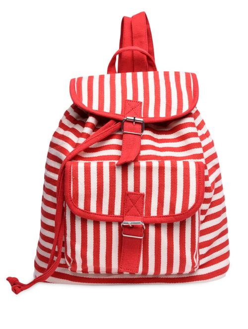 red polka dots printed canvas back pack - 1224479 - Very Small Image - 1