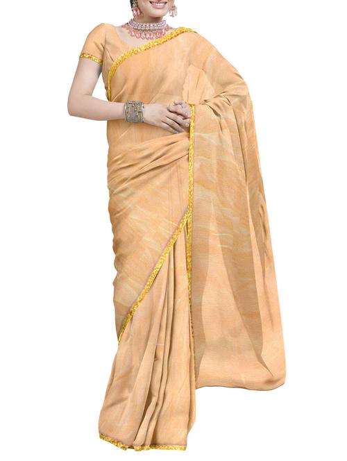 orange plain saree - 12245457 - Very Small Image - 1