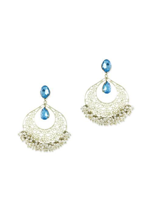dull gold embellished ethnic earrings - 12246963 - Very Small Image - 1