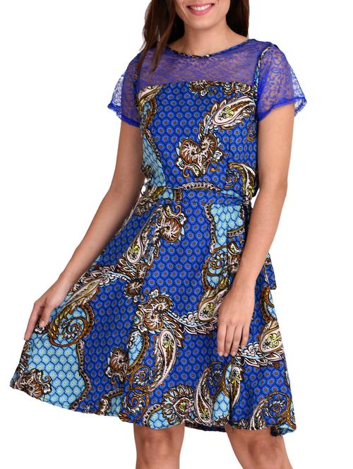 blue printed crepe dress - 12248343 - Very Small Image - 1