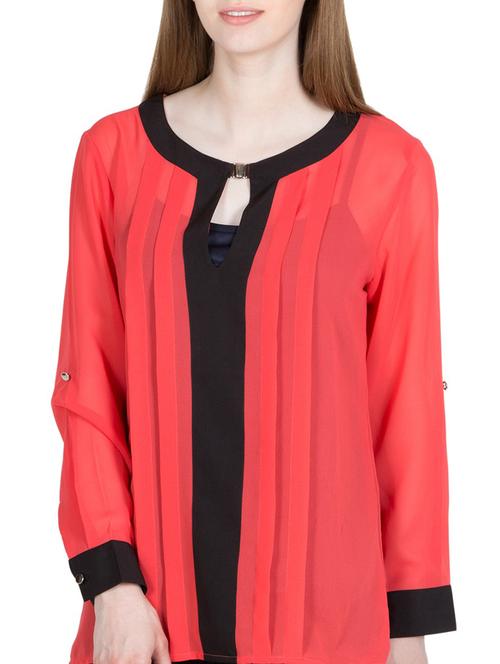 red polyester regular top - 12250510 - Very Small Image - 1
