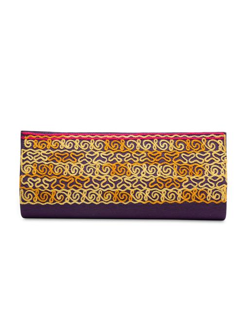 purple dupion silk clutch - 1225194 - Very Small Image - 1