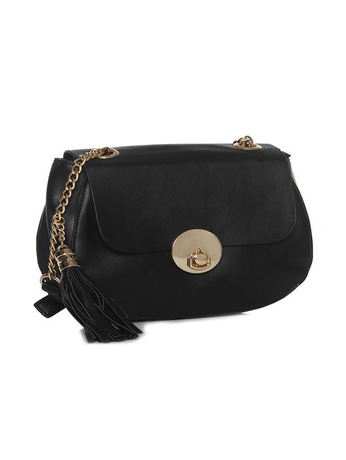 black leatherette tasseled clutch - 12252499 - Very Small Image - 1