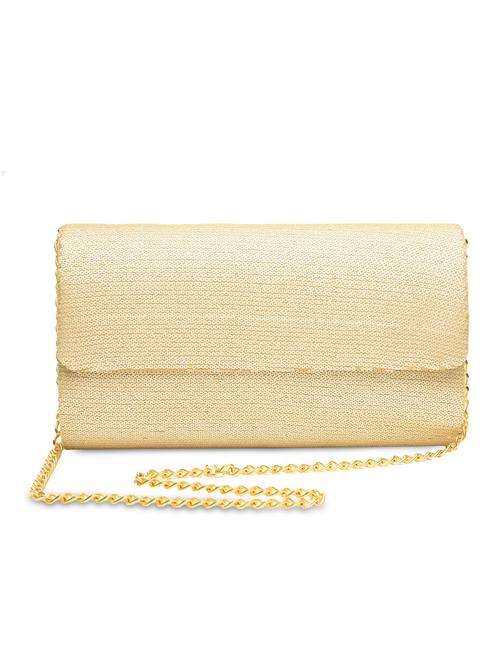 golden sequence poly georgette,faux leather clutch - 1225253 - Very Small Image - 1