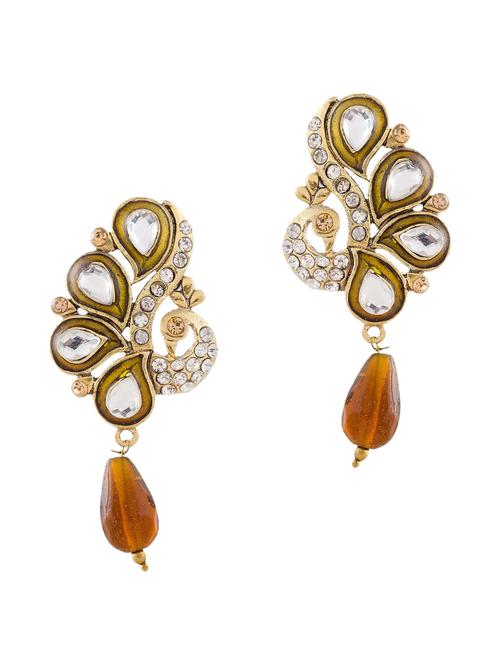 yellow brass drop earring - 12252582 - Very Small Image - 1
