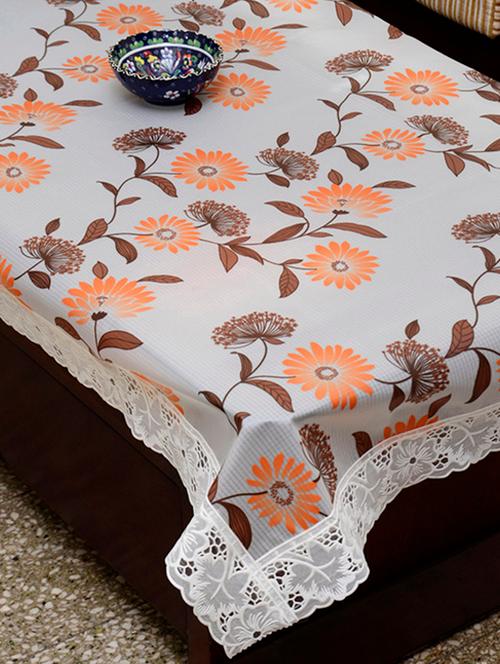 azalea eva 4 seater floral printed table cover , white , pack of 1 - 12253408 - Very Small Image - 1