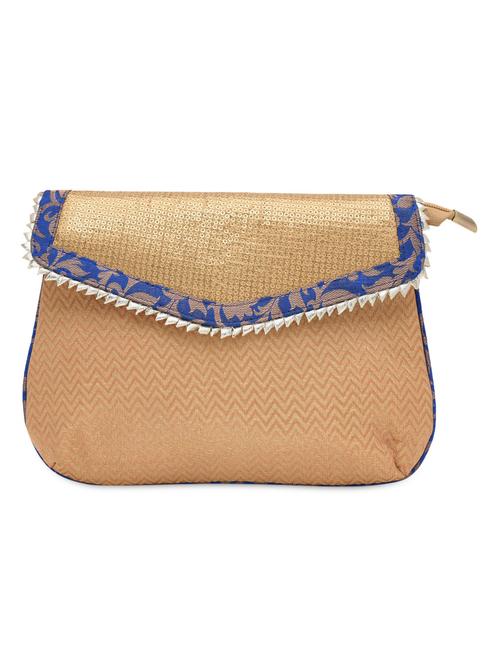 gold sequined sling bag with brocade work - 1225398 - Very Small Image - 1
