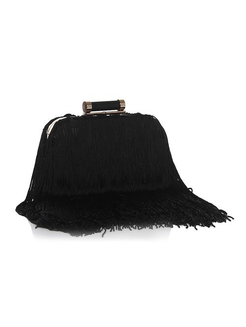 black leatherette fringed clutch - 12254032 - Very Small Image - 1